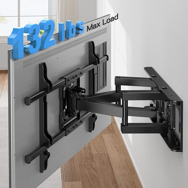 Full Motion TV Wall Mount Bracket for Most 37-86 inch TVs, Swivel Tilt  Extension Level TV Mount, Max VESA 600x400mm, Holds up to 132lbs & 16 Wood
